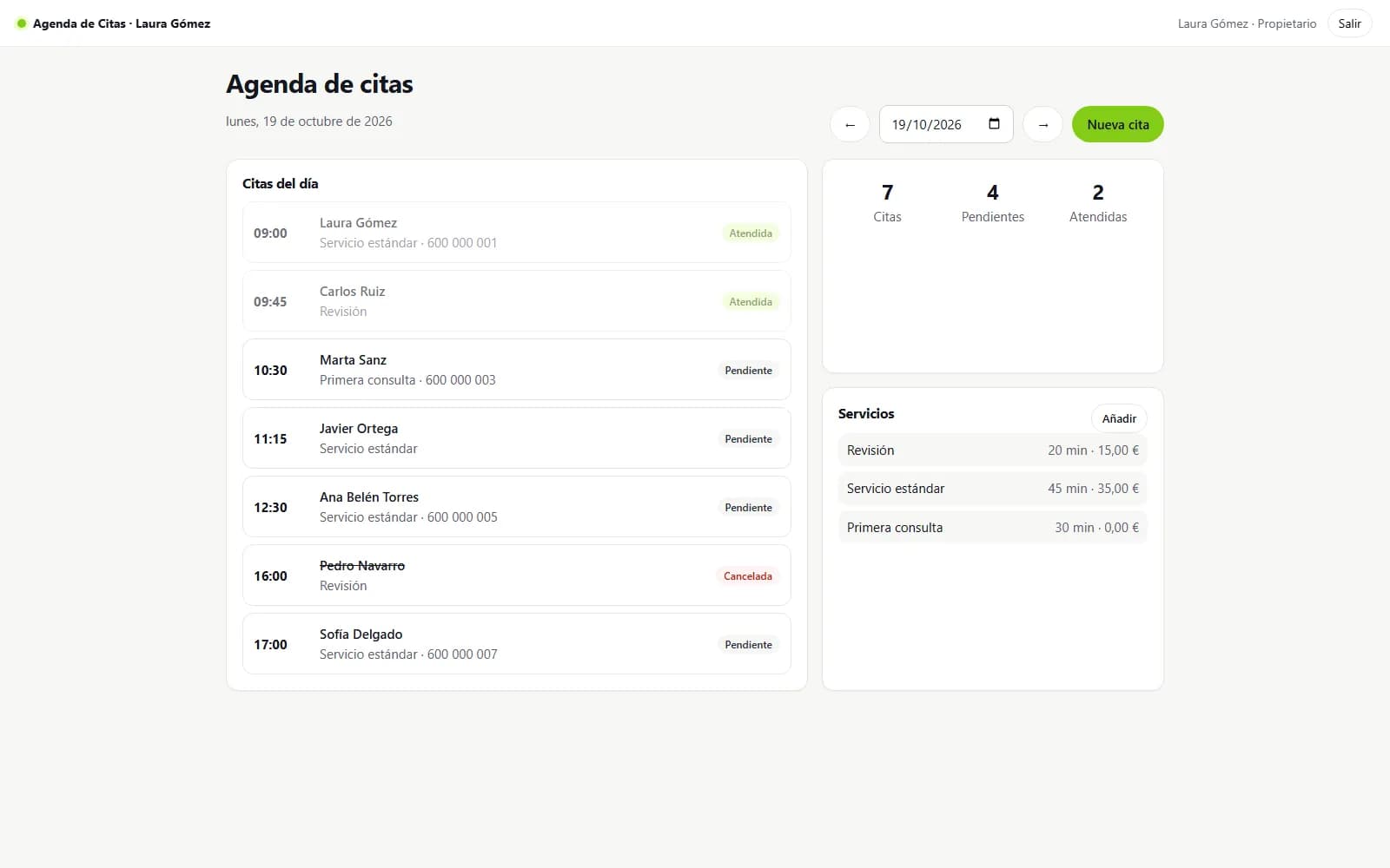 Captura de pantalla de Agenda de Citas
